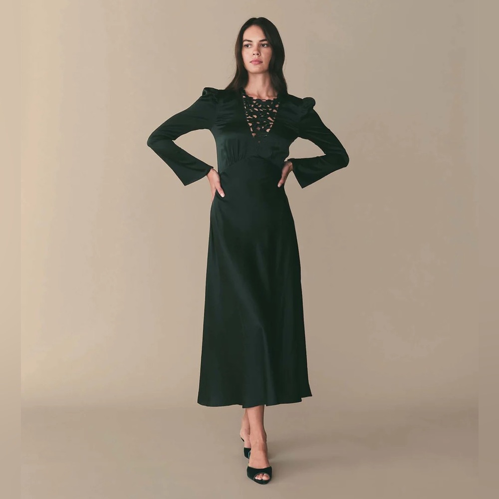 DÔEN | NWT heirloom dress in alpine green